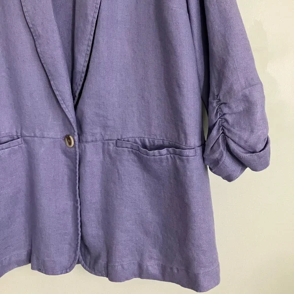 COLDWATER CREEK Lavender Ruched Linen Blazer Jacket Size 18W - Picture 6 of 12